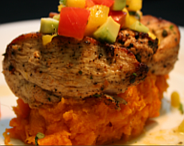 chicken -house special Bombay masala grilled chicken with fresh vegetables and sweet potatoes